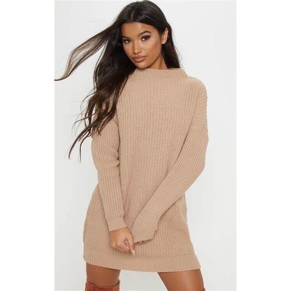 PrettyLittleThing Dresses & Skirts - pretty little thing womens iffy stone oversized cable knit dress S/M Brown